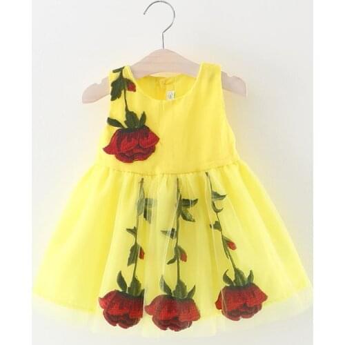 Dress Girl Sale New 2019 Fashion Princess Dresses Summer Rose Sleeveless Tulle Tutu For Girls 0-3 Years Clothes Party Pageant