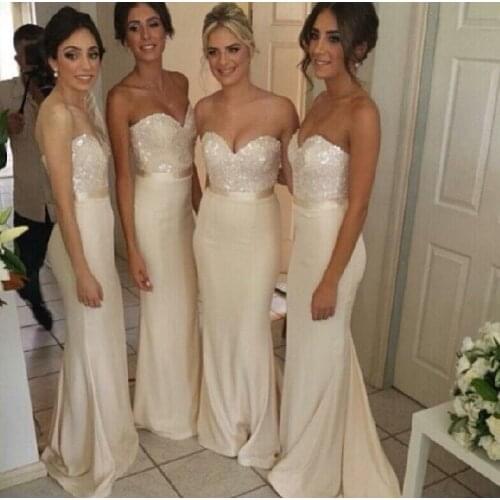 Bridesmaid dress 2018 new brushed blue banquet dress long women Sweetheart Mermaid/Trumpet Bridesmaid Dresses