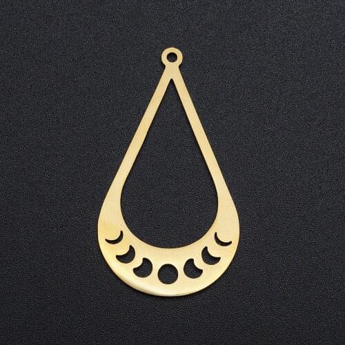 5pcs/lot 100% Gold Stainless Steel Water Drop Charm Pendant Wholesale Jewelry Bracelet Making Jewelry Necklace Making