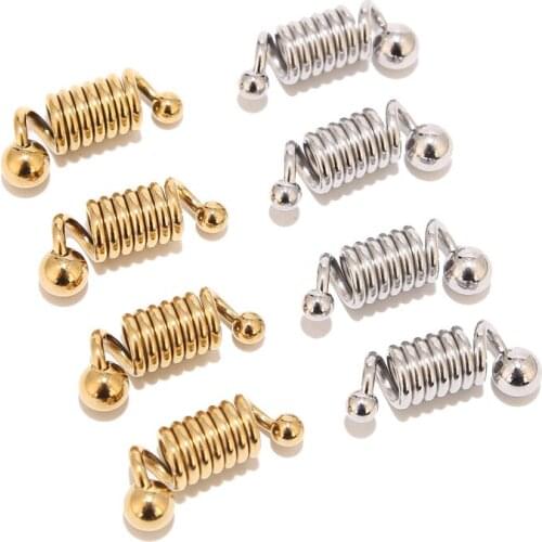 4pcs Stainless Steel Gold Plated Pendants New Coil Spring Shape Charm Connectors For Women DIY Necklaces Jewelry Making Findings