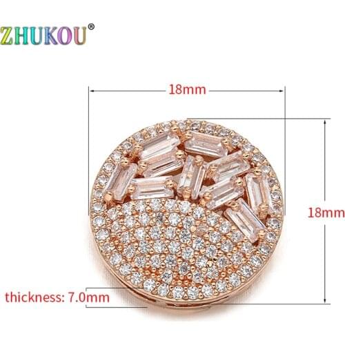 18*18mm New Fashion Brass Cubic Zirconia Round shape Charms Connectors DIY Jewelry Findings Making, Model: VS294