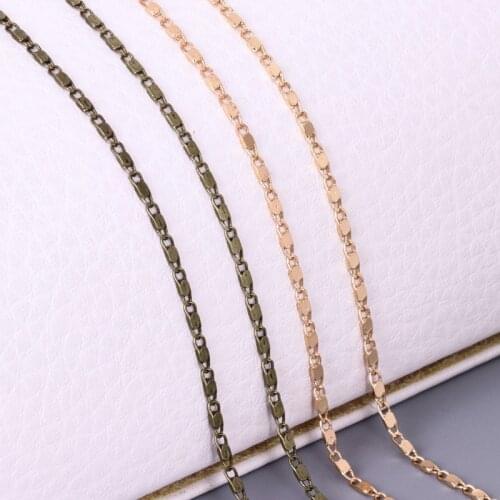 1.6mm Gold Antique Bronze Plated Copper Rectangle Chain Handmade Jewelry Making Findings Component DIY Accessories Wholesale