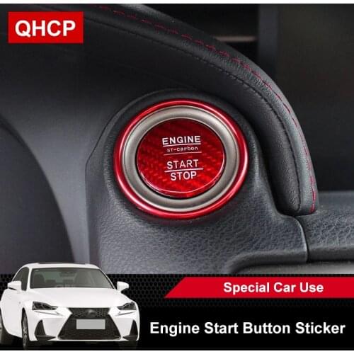 QHCP Engine Start Stop Switch Button Cover Sticker Ring Carbon Fiber Black Red Aluminium Alloy For Lexus IS300 200T 250 RC GS300