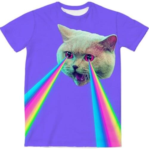 REAL American US SIZE Trippy Cool Cat Custom made 3D Sublimation Print T-Shirt plus size 3xl 4XL 5XL 6XL
