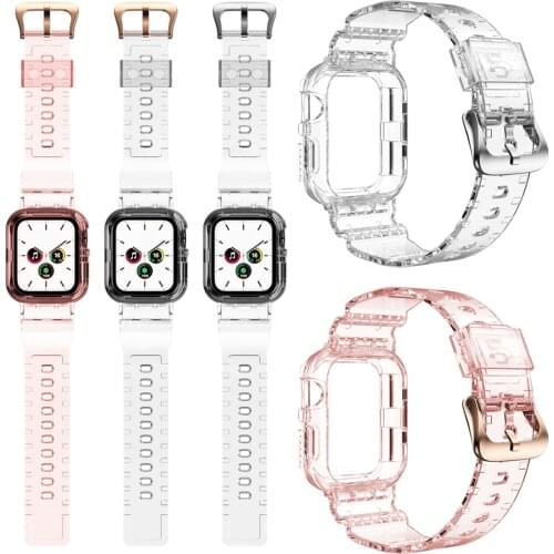 2021 Clear Strap For iWatch Apple Watch Series 6 5 4 3 40/44 mm Replace Watchband Fashion Transparent Sport Wrist Band Strap