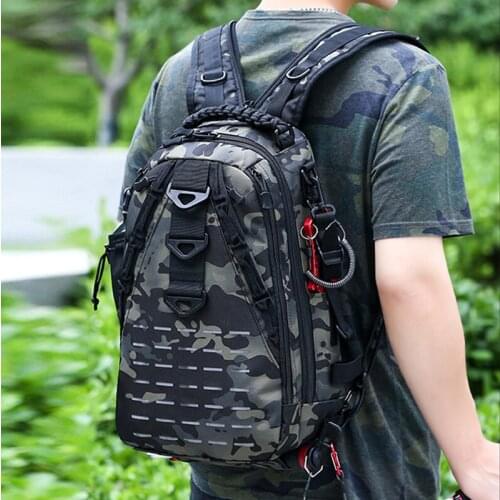 Laser Fishing Rod Backpack Lure Bag Outdoor Tactical Miliatry Camouflage Camping Hiking Fishing Box Accessories Bag Molle XA264G