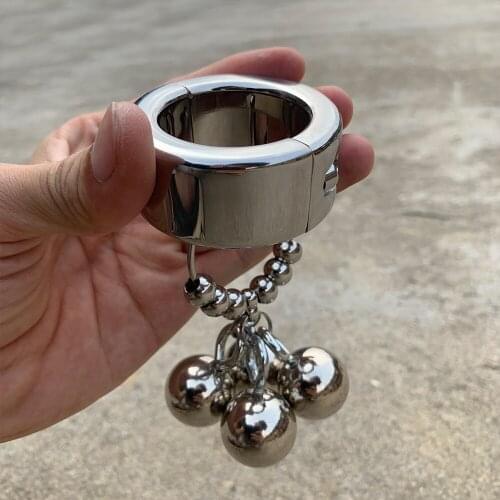 Sexual Delay BDSM Scrotum Pendant Restraint Stainless Steel Cock Lock Ring Sex Toys For Men Penis Ball Stretchers Heavy Weight