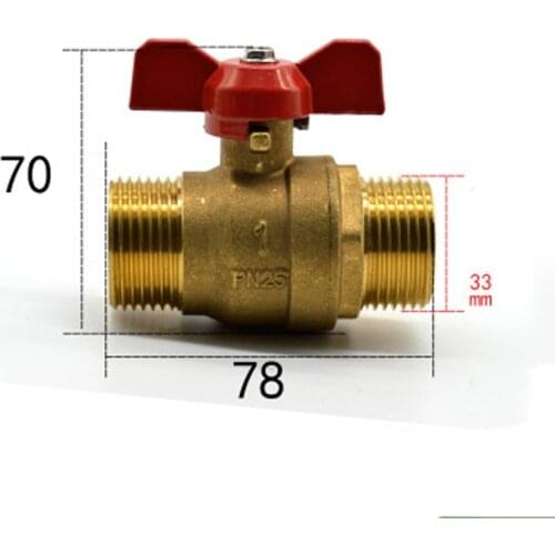 DN25 G 1" BSP Male Brass Ball Valve Water Gas Oil Port Size 24mm With Red Handle