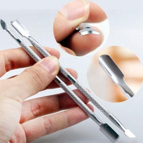 1PC double-headed stainless steel nail removal dead skin cuticle push spatula spoon trimmer pedicure pedicure clean nail tool