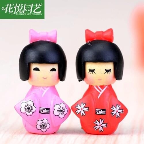 2pcs Resin Statuette Ethnic Japanese Geisha Dolls Kimono Dolls Belle Girl Lady Collection Home Decoration Miniature Figurines