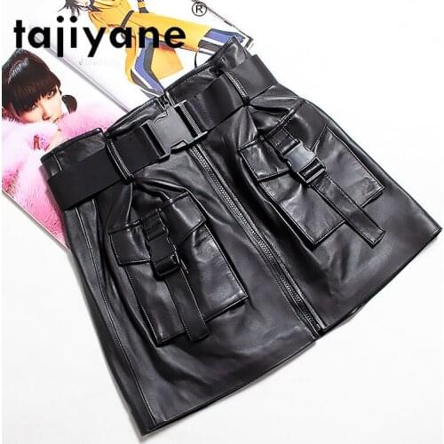 Tajiyane Korean Fashion Mini Skirts for Women 100% Sheepskin Leather Skirt Black Skirt Spring Summer 2021 Jupe Femme Pph4727
