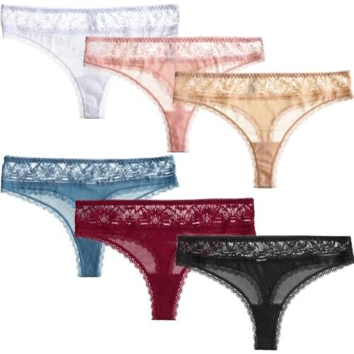 Sexy Women Lace Panties Underwear Seamless Thongs G-String Solid Female Fashion Briefs Low Rise Lady Lingerie Underpants