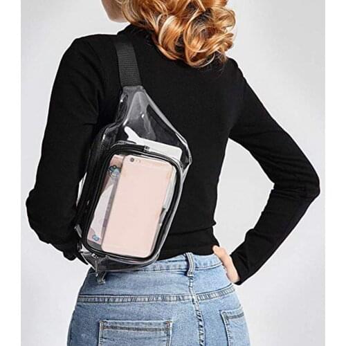 Unisex Outdoor Transparent Adjustable Belt Zipper Chest Waist Bag Fanny Pack