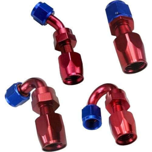 Universal AN10 45 90 Degree PTFE Hose End Fitting Oil Fuel Swivel Hose Anoized Aluminum For PTFE Oil Fuel Line 10AN Degree 90 45