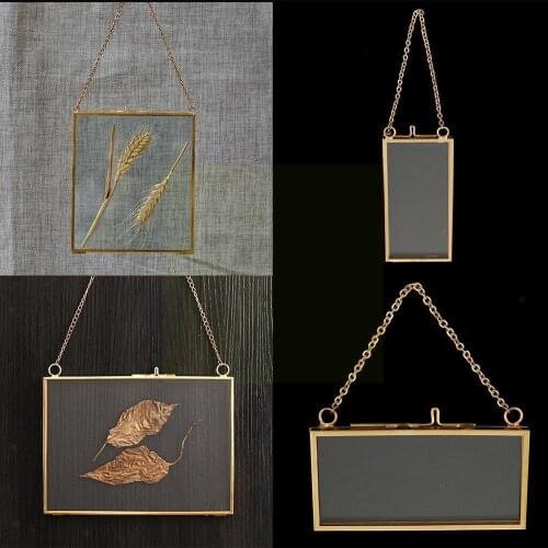 Antique Brass Hanging Photo Frame Metal Glass Portrait For Home Gift Sided Frames Decoation Holder Double Vintage Picture B Y5S3