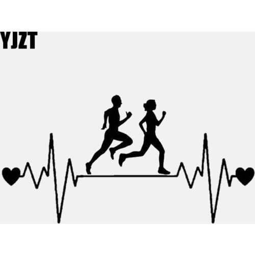 YJZT 17.3CM*9CM Running Family Heartbeat Lifeline Vinyl Motorcycle Car Sticker C22-1183