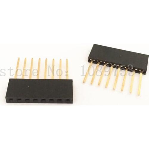 100pcs Black 2.54 mm 8P Stackable Long Legs Female Header For Arduino Shield