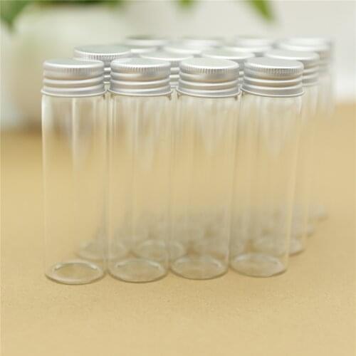 12 Piece 30*100mm 50ml Small Glass Vial Bottles Aluminum Caps Glass Tiny Jars Transparent Glass Containers Perfume Bottles