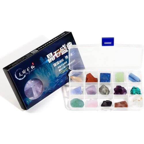 15 grids of natural ore specimens mineral crystals crystals rough stones agate stones rocks childrens science teaching