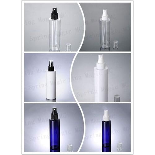 200ML Clear/WHITE/Blue PET Plastic Bottle With Black/White Sprayer,Empty Skin Care Packaging,Water/Hair spray/Moisturizer Bottle