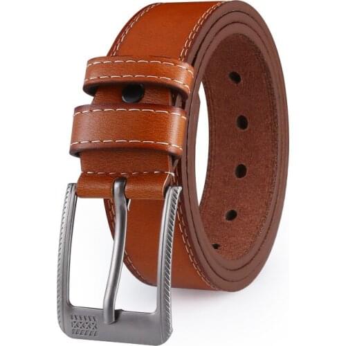 2020 Business Men Belts of Leather Luxury Design Pin Buckle Belts for Jeans Brown Strap Belt Classic Ceinture Homme