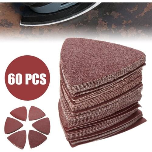 60pcs Triangle Sandpapers for Grinding and Polishing 40/60/80/120/180/240 Grits Garden Tools Parts