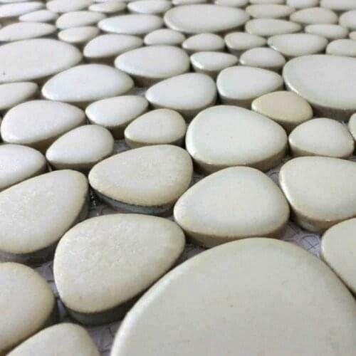 White color pebble ceramic tiles for bathroom shower floor tiles kitchen backsplash swimming pool mosaic hallway fireplace tile