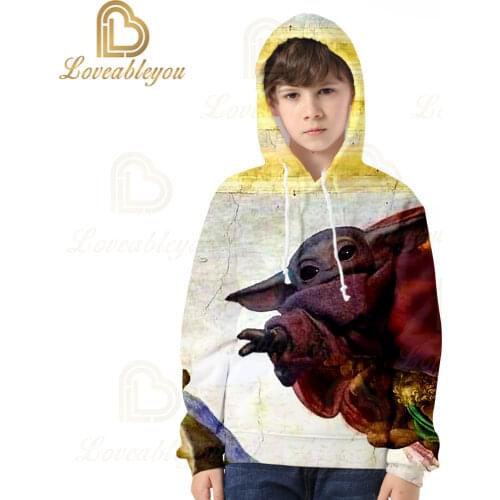 Childrens Long Sleeve Sweater Mandalore Baby Yoda Kids Clothing Christmas Teenage Hooded Big Girls Tops