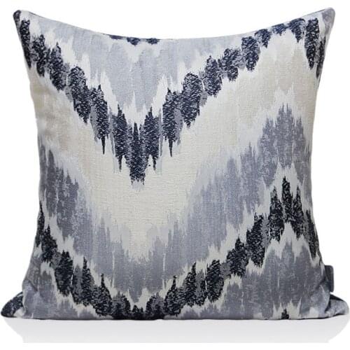 DUNXDECO Artistic Blue Cushion Cover Decorative Couch Pillow Case Art Home Simple Wave Geometric High Density Sofa Chair Bedding