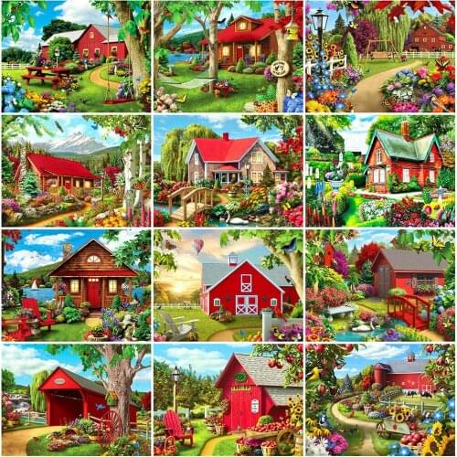 Evershine 5D DIY Diamond Painting House Cross Stitch Diamond Embroidery Landscape Sale Needlework Mosaic Rhinestones Home Decor