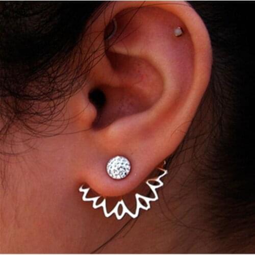 Korean Version Of Creative Popular Fashion Lotus Crystal Earrings Hollow Water Lily Simple Flower Earrings Womens Jewelry