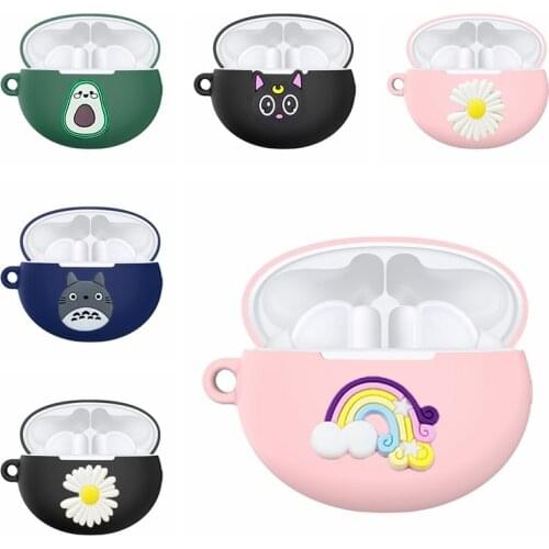 Cute cat cartoon case For Huawei Freebuds 4i Case funny Avocado/Dinosaur Rainbow Silicone Earphone Cover