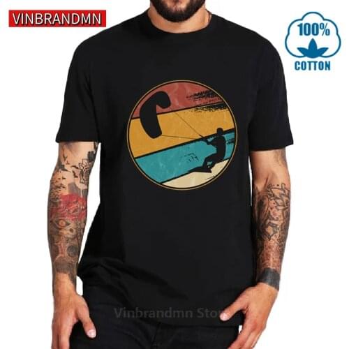 Fashion Retro Windboarding T-shirts Vintage Kitesurf tshirt Windsurf Kite Boarding Kiteboarder T shirt men Windsurfer tee shirts