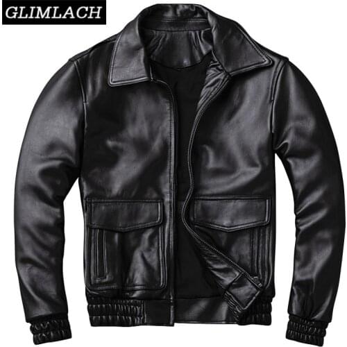 Quality Men Sheepskin Genuine Leather Coat Large Size 5XL Motorcycle Jacket 2019 Clothing Slim Black Flight Real Leather Jackets
