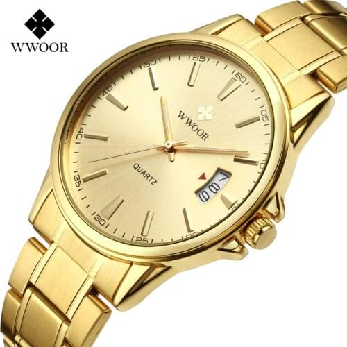 WWOOR 8833 Mens Waterproof Watches Luxury Stainless Steel Date Clock Luxury Business Men Sports Wristwatch