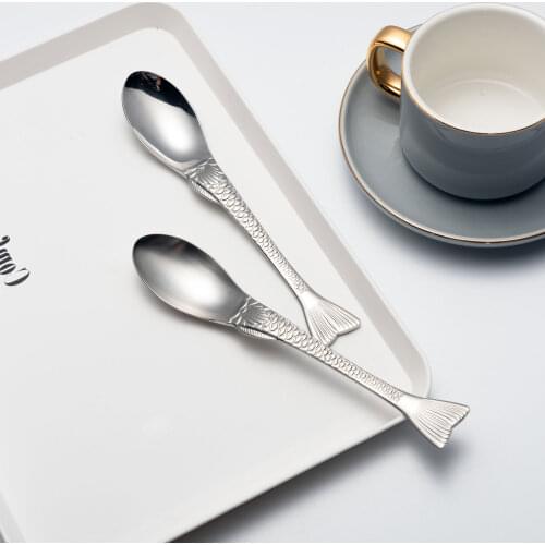 Set of 2, Mermaid Soup Spoon Bouillon Spoons 18/10 Stainless Steel Table Spoons 7.4-Inch