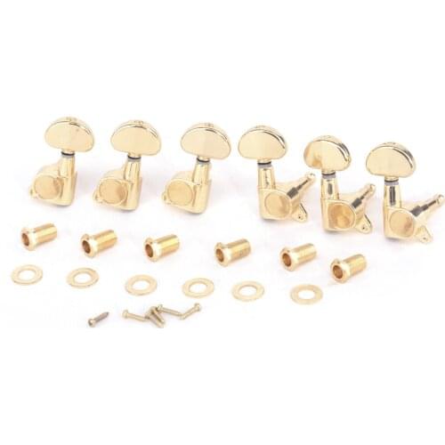 Musiclily Pro 3x3 Sealed Guitar Tuners Tuning Pegs Keys Machine Heads Set for Les Paul Style Guitar, Half Moon Button Gold