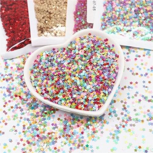 10g 3mm Sequins PVC Flat Five-pointed Star Loose Sequin Paillettes Sewing Craft DIY Nail Art Decorations Scrapbooking