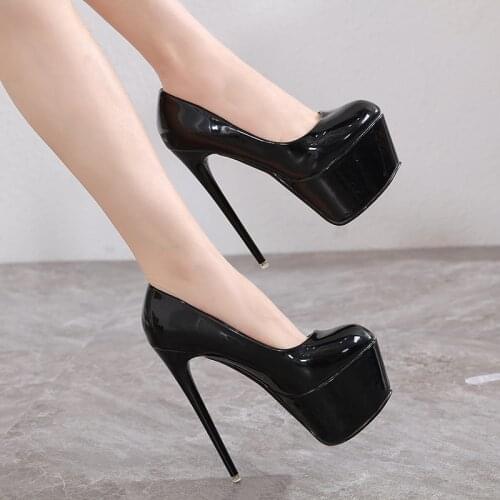 Europe and America sexy single shoe 16cm stiletto model catwalk super high heel women shoes simple elegant large size high heels