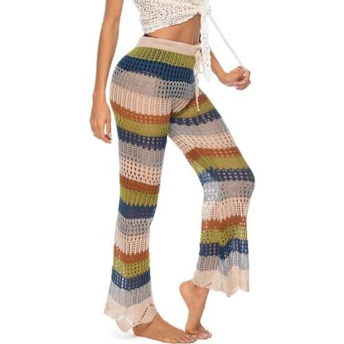 Cover Up Pants for Women Hollow Out Crochet Beach Pants