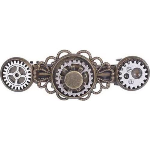 Retro and Trendy Female`s Antique Gears Steampunk Barrette Hair Jewelry Accessory