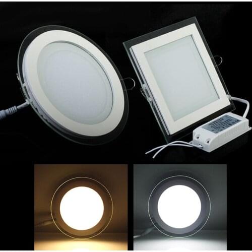 6W 9W 12W 18W Glass LED Downlight Recessed LED Ceiling Panel Light AC85-265V Kitchen Bathroom Indoor Lighting Lamp DHL Free