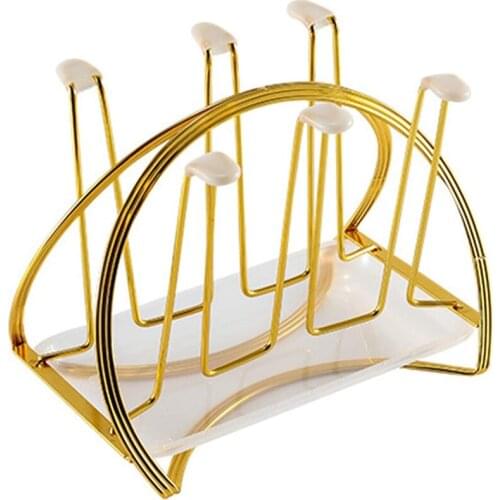 Cup Drying Rack, 6 Bracket Coffee Cup Holder Glass Drain Rack with Bottom Tray Mug Rack for Restaurant Family Kitchen