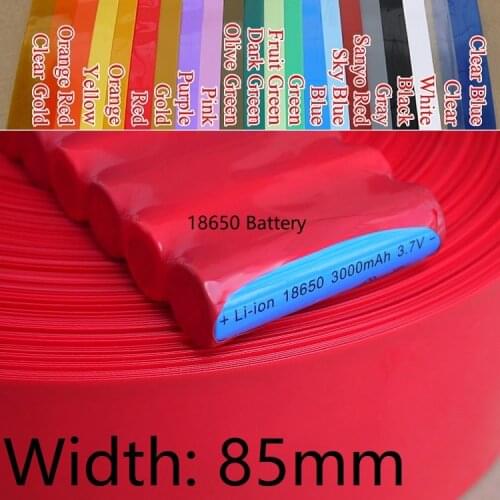 Width 85mm (Diameter 55mm) 18650 Lipo Battery Wrap PVC Heat Shrink Tube Insulated Case Sleeve Protector Cover Flat Pack 1 meter