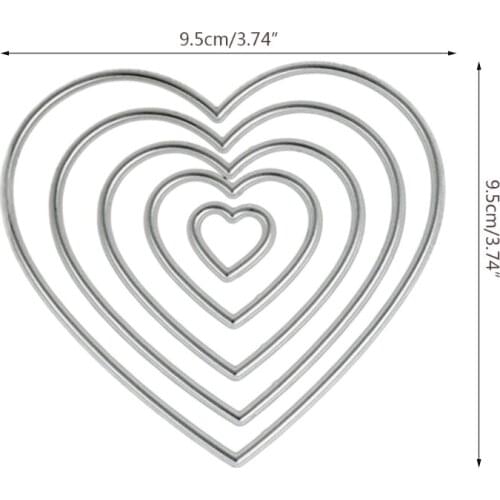 Heart-shaped Carbon Steel Scrapbooking Embossing Stencil, DIY Printing Steel Mould for Album Paper Card Making