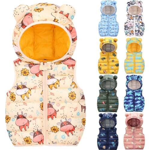 Toddler Baby Boys Girls Cartoon Windproof Coat Hooded Warm Outerwear Waistcoat Baby Boy Girl Jacket Newborn Baby Coat
