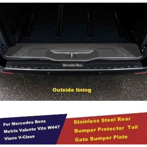 Exterior Stainless Steel Rear Trunk Protecting Plate Fender 1PCS For Mercedes Benz V-KLASS V-CLASS Vito 2014-2019 W447