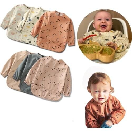 Baby Bib Waterproof Apron Long Sleeve Feeding Anti-Dirty Clothes For Kids Chest Protection Feeding Bibs Burp Cloth Drooling
