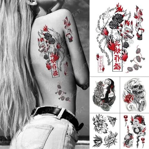 Waterproof Temporary Tattoo Stickers Fox Monster Peony Old School Louts Flower Flash Tattoos Female Body Art Fake Tatoo Men