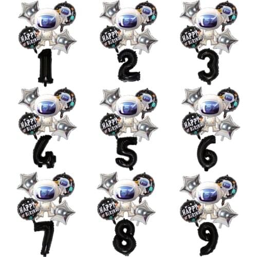 1set Birthday Balloon 32inch Black Number Foil Balloon 1st Birthday Party Decoration Outer Space Party Helium Balloon Supplies